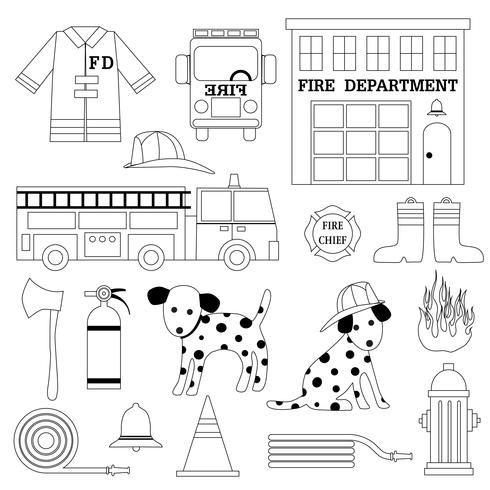  black outline firefighter graphics vector