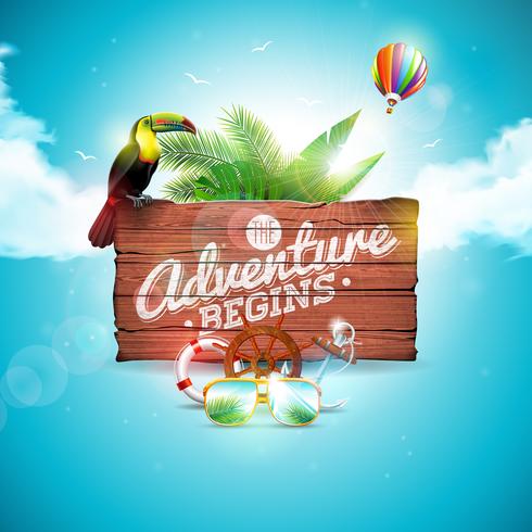 The Adventure begins typographic illustration vector