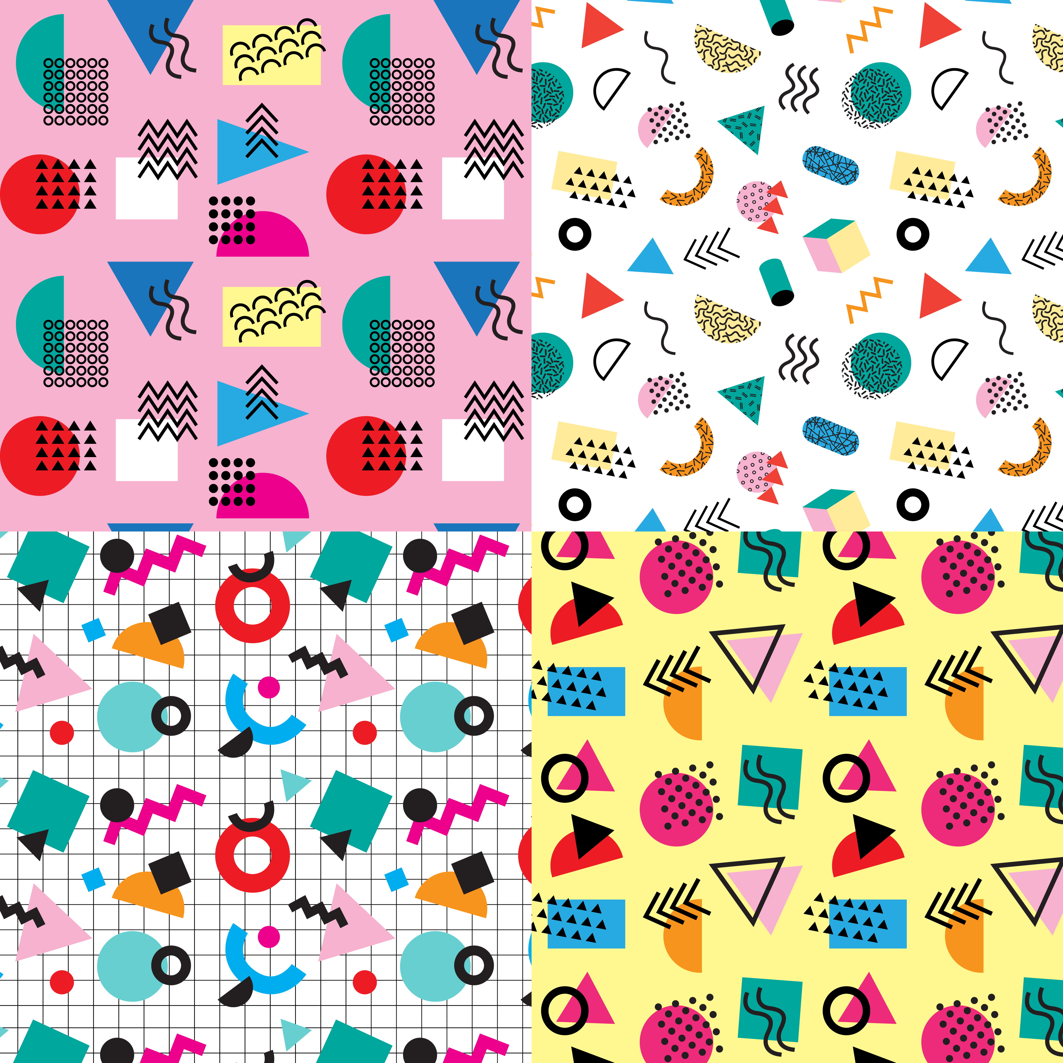 memphis style seamless patterns 341102 Vector Art at Vecteezy