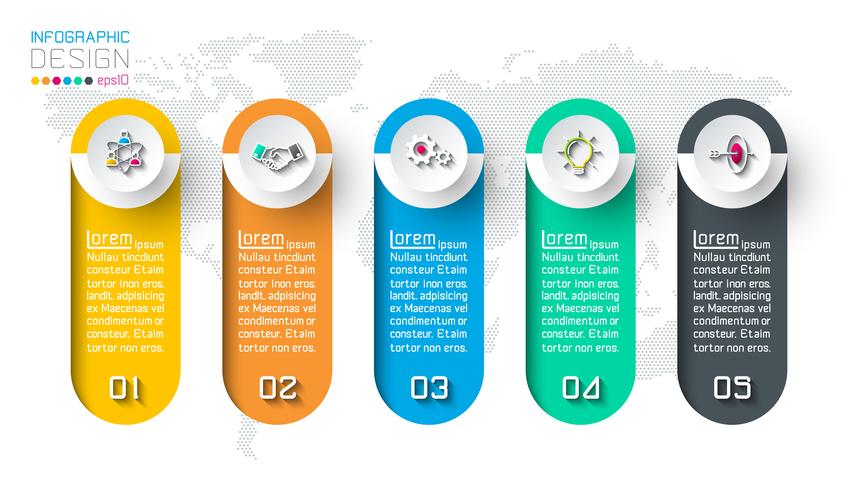 Business infographic with 5 steps. vector
