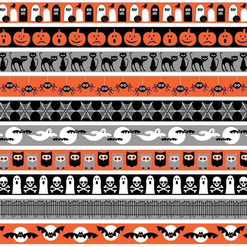 naranja gris negro patrones de frontera de halloween vector