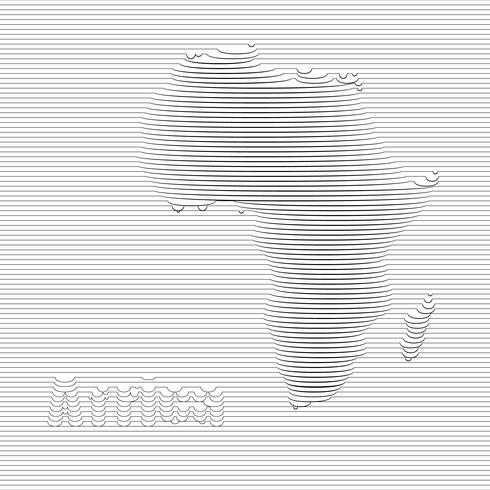 Línea abstracta del mapa de África en arte gráfico de vector. vector