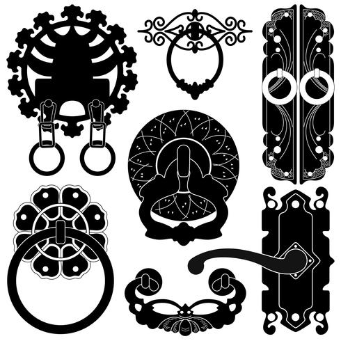 A set of silhouette showing door handle design.  vector