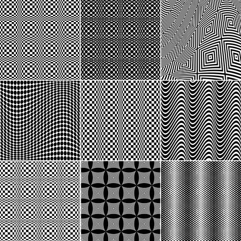 Patrones Op Art en blanco y negro vector