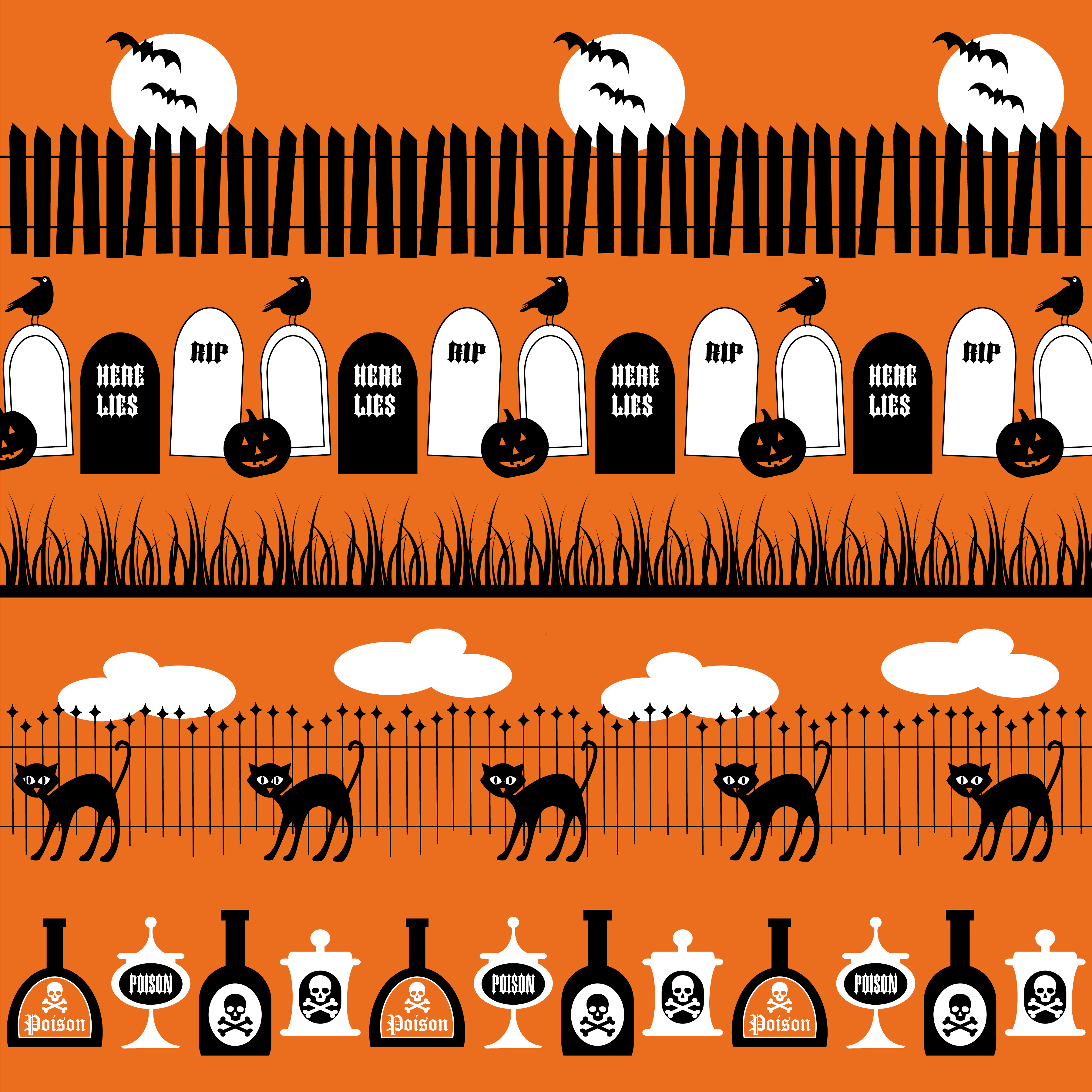 Download black and white halloween border patterns - Download Free ...