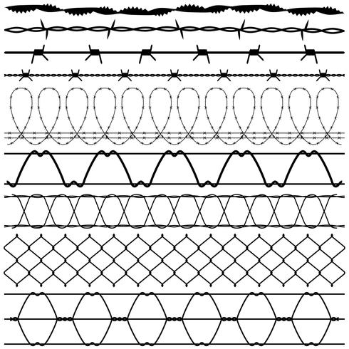 Cercas de alambre de púas. vector