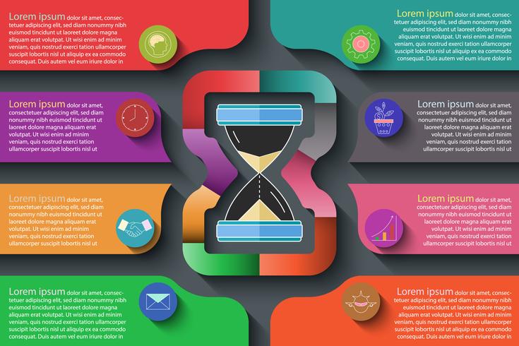 Infografía colorido sobre fondo oscuro. vector