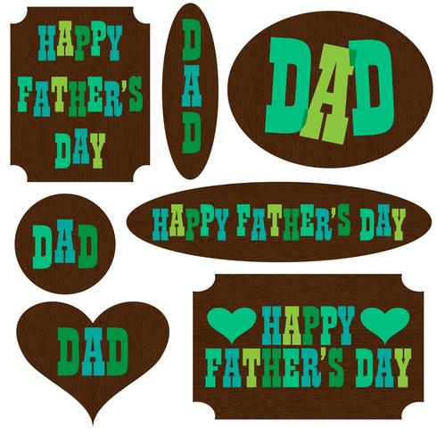  father' day clipart on mod wood placards vector