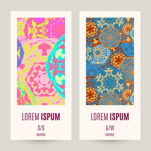 Conjunto de banners de plantillas. Patrón de mandala floral y adornos. vector