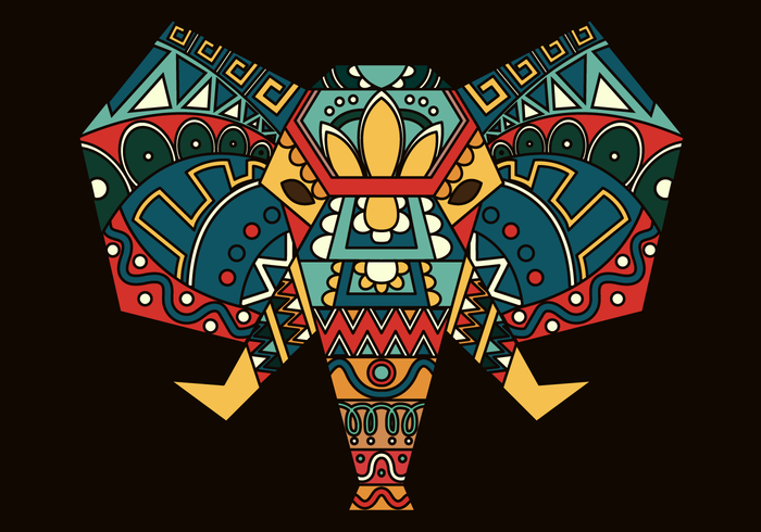 Color bohemio pintado elefante ilustración vectorial vector