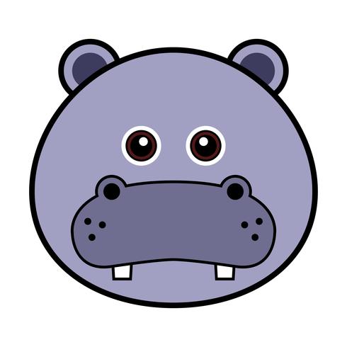 Cute Hippo Face.  vector