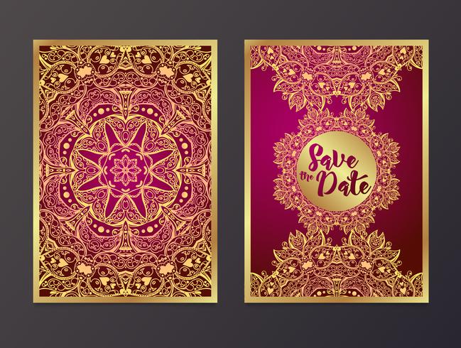 Rich Wedding Invitations, Indian style. vector