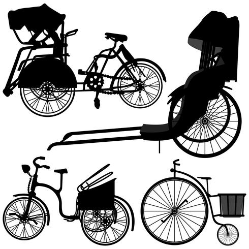 Bicicleta Trishaw Triciclo Rueda Vieja. vector