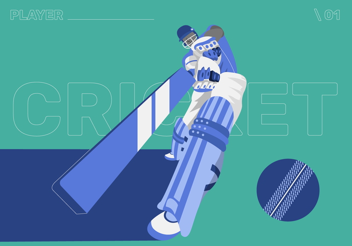 Cricket Player Character Vector Flat Illustration