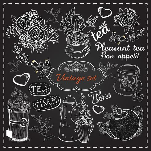 Set of tea collection vector