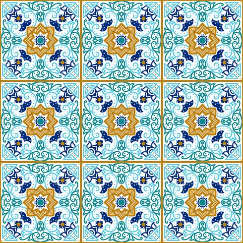 Talavera tile. Vibrant Mexican seamless pattern,  vector