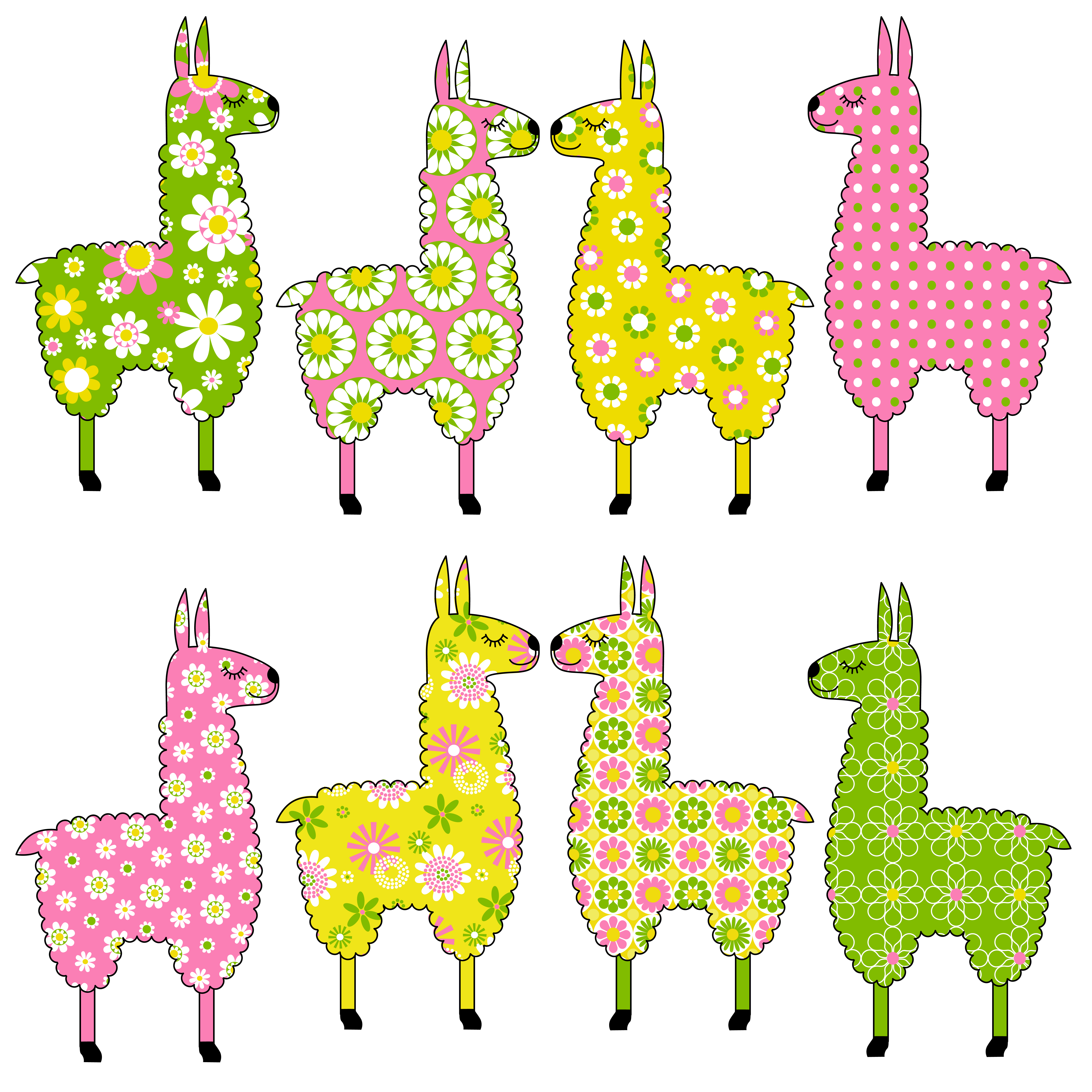 Download cute llamas with floral patterns - Download Free Vectors ...
