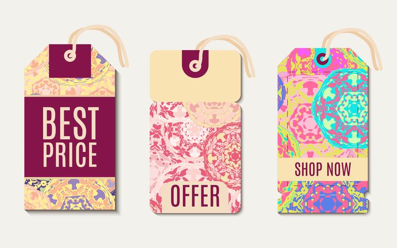 Set ethnic tag, gift coupon vector