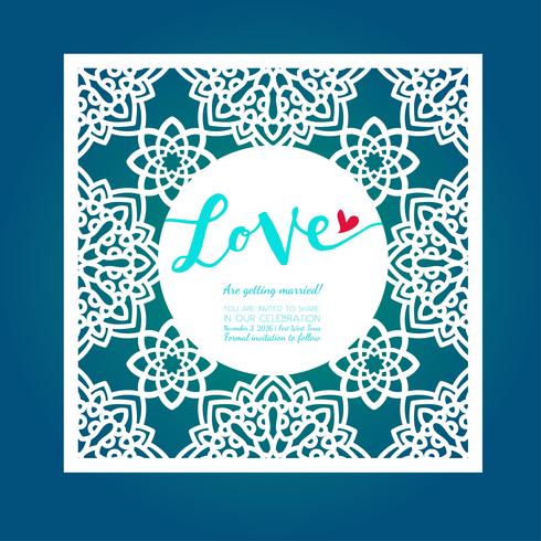 Save the date card. Laser cutting pattern. vector