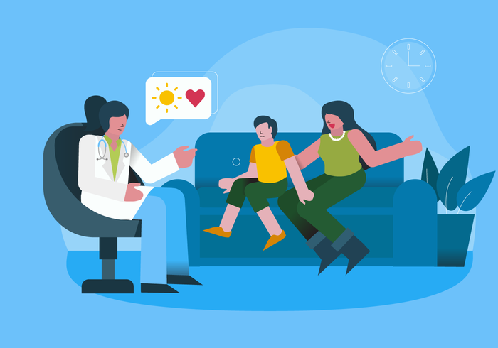 Medical Checkup For Mental Health Vector Illustration