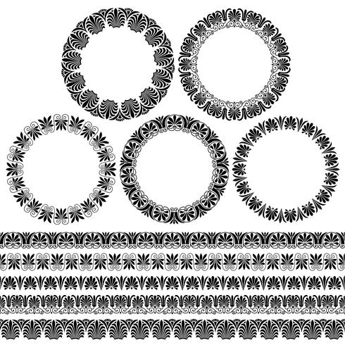 Greek Ornamental Circle Frames and border patterns vector