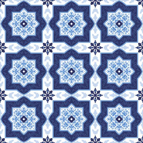 Portuguese azulejo tiles. Seamless patterns.  vector