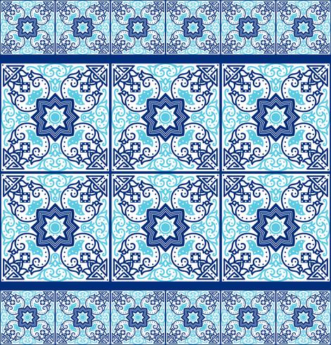 Portuguese azulejo tiles. Seamless patterns.  vector