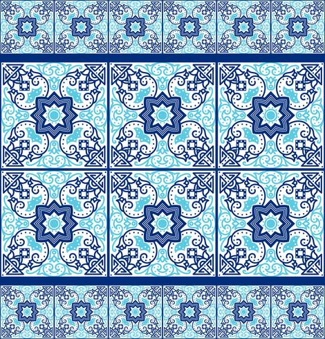 Portuguese azulejo tiles. Seamless patterns.  vector