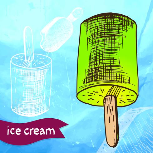 Bosquejo de estilo de postre helado Doodle congelado vector