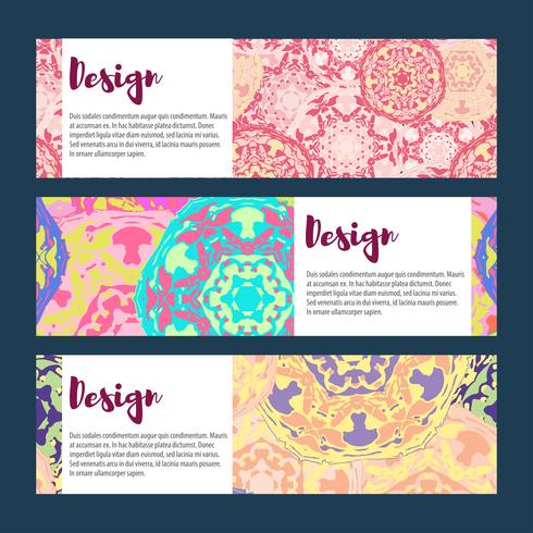 Templates banners set. Floral mandala pattern and ornaments.  vector