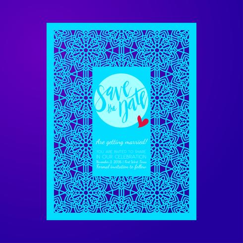 Save the date card. Laser cutting pattern. vector