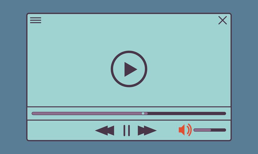 Flat video player for web and mobile apps vector