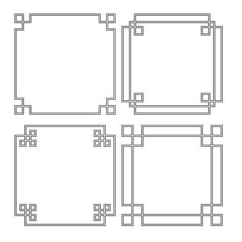 black square  fretwork frames vector