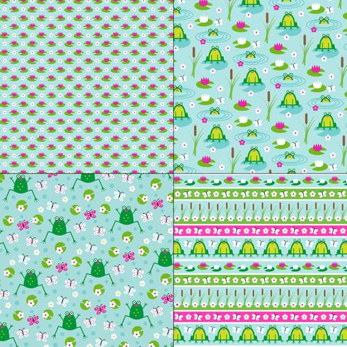 frog and lily pad patterns vector