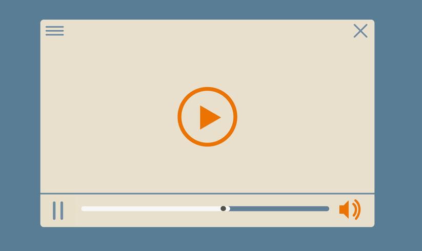 Flat video player for web and mobile apps vector