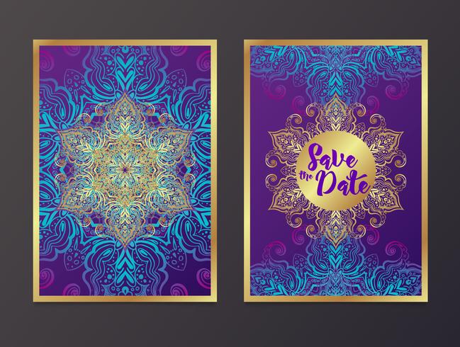 Rich Wedding Invitations, Indian style. vector