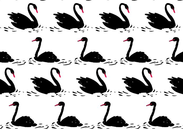 Couple of black swan. Seamless pattern. vector