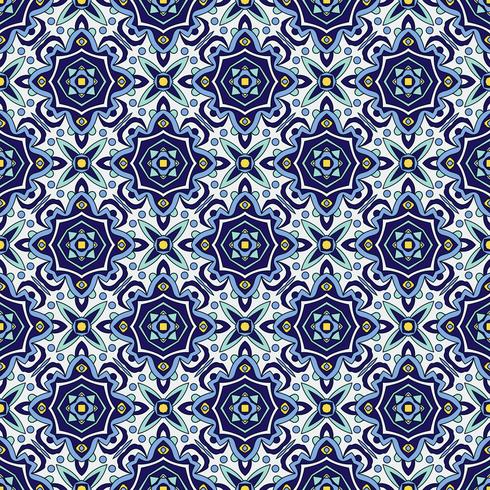 Adorno azul tradicional azulejos portugueses. Patrón sin costuras oriental vector