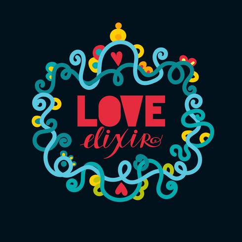 Love elixir. Alchemist elegant  lable. vector