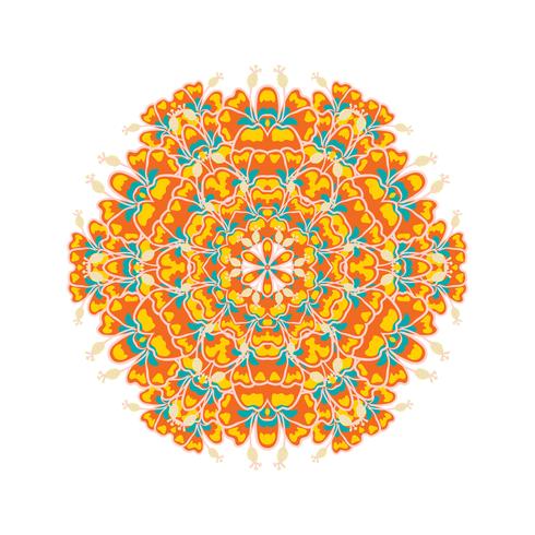 Round ornament style psychedelic 60s of tropical plant and elements vector