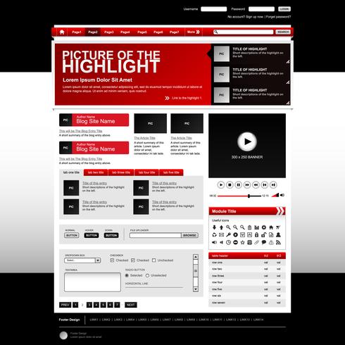 Web Design Website Elements Red.  vector