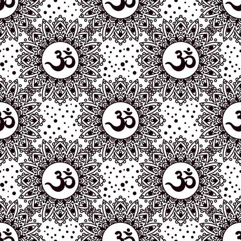 Om symbol seamless pattern.  vector