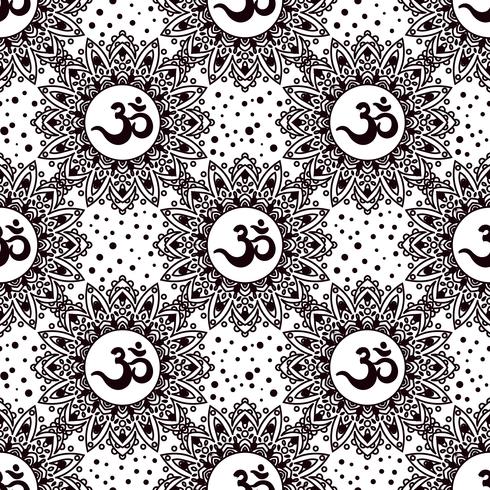 Om symbol seamless pattern.  vector