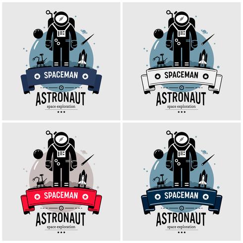 Astronaut spaceman logo design.  vector