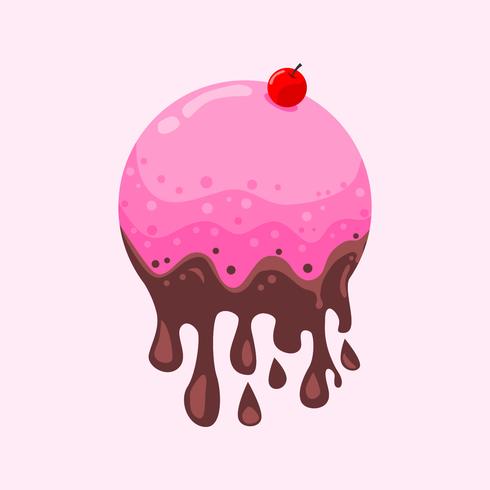 Cute Choco Strawberry Ice Cream vector