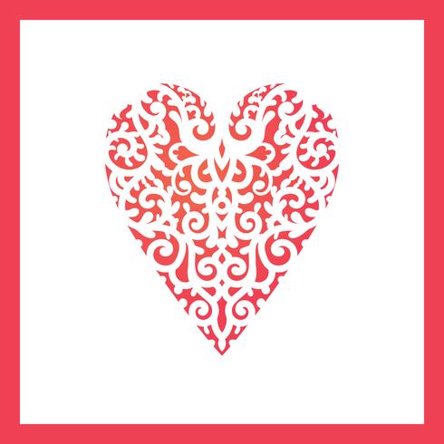 Template heart with flowers for laser cutting, chipboard scrapbooking. vector