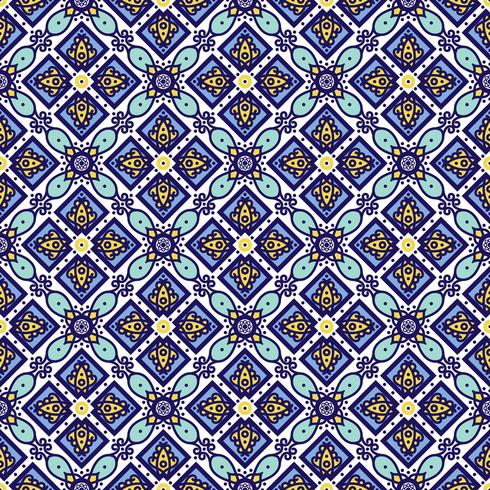 Blue ornament traditional Portuguese azulejos. Oriental seamless pattern  vector