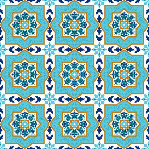 Portuguese azulejo. White and blue patterns.  vector