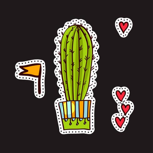 Fashion patches, brooches with cacti vector