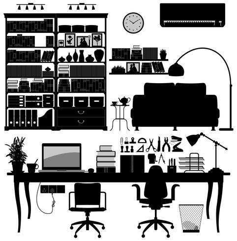 Home Office Library Image set  vector